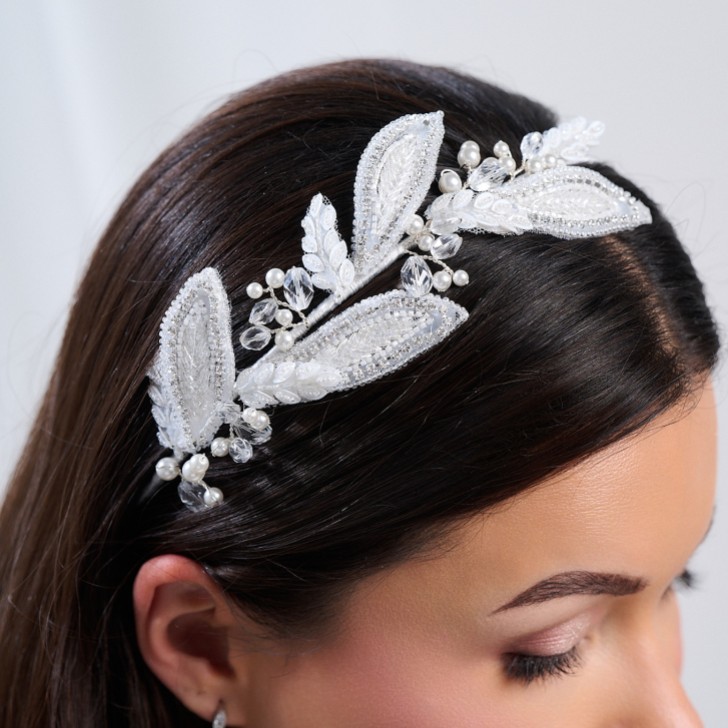 Astoria Vintage Inspired Beaded Leaves Side Headband