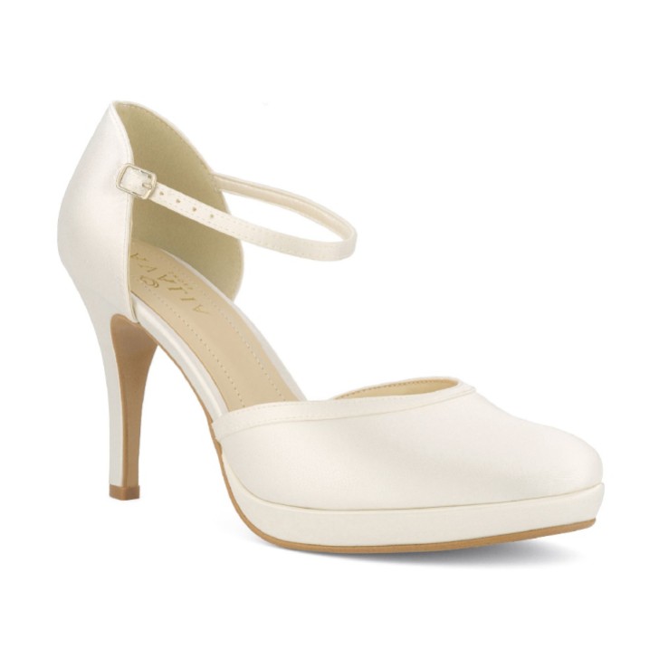 Avalia Dona Elfenbein Satin Knöchelriemen Plateau Schuhe