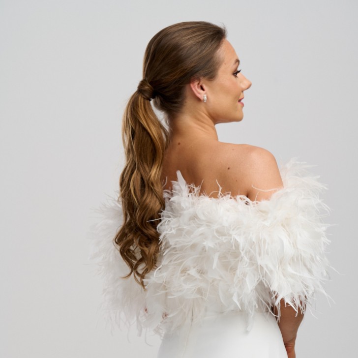 Bardot Ivory Ostrich Feather Bridal Stole