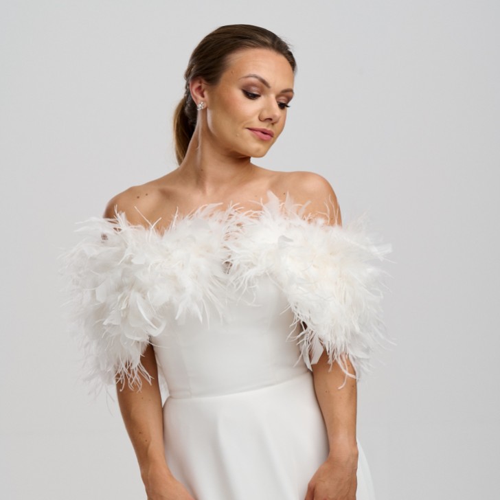 Bardot Ivory Ostrich Feather Bridal Stole