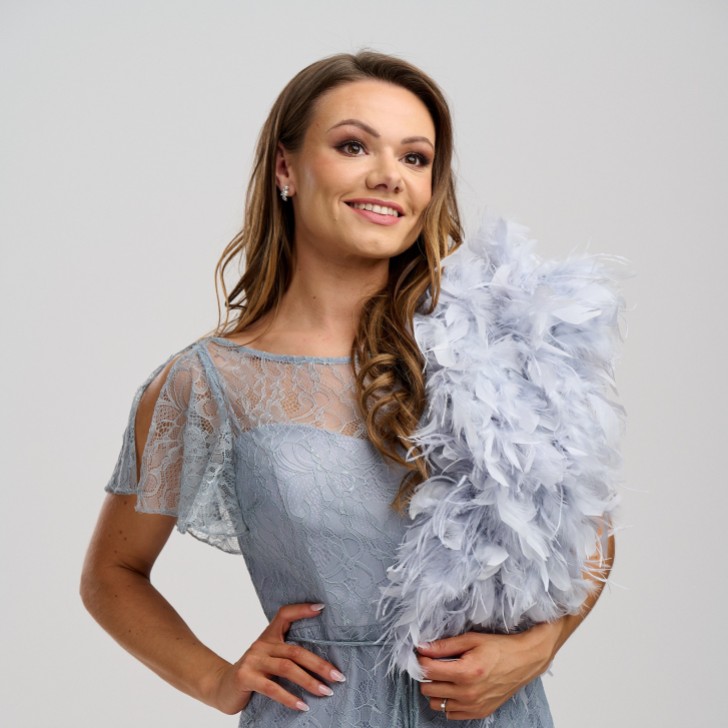Bardot Silber Grau Straußenfeder Brautstola
