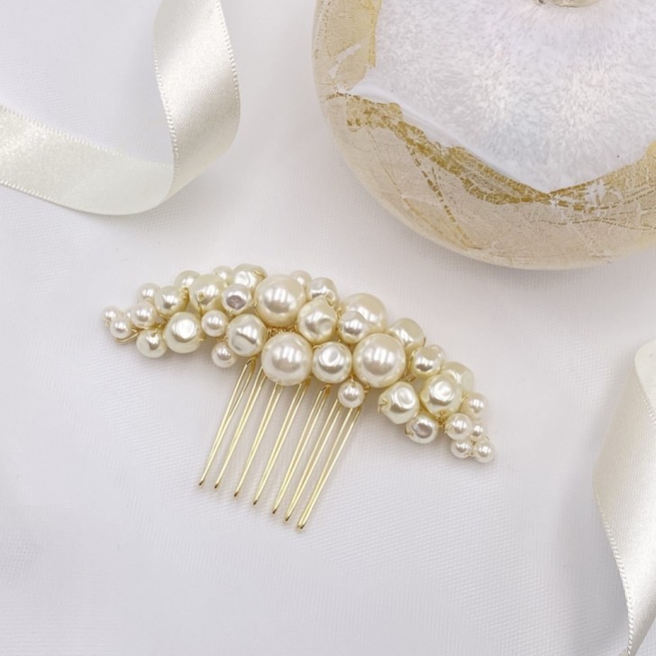 Bea Freshwater Pearl Small Gold Hair Comb