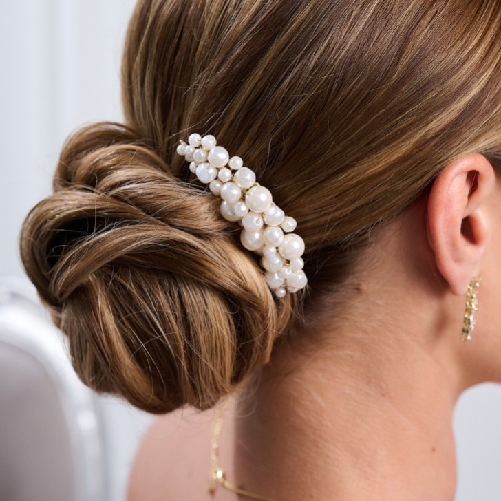 Bea Freshwater Pearl Small Gold Hair Comb