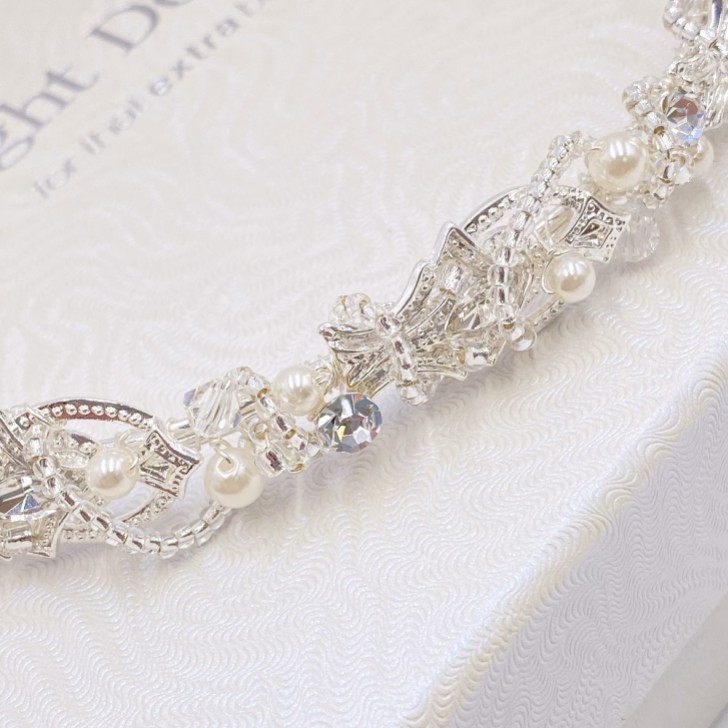 Beatrice Vintage Inspired Beaded and Pearl Headband