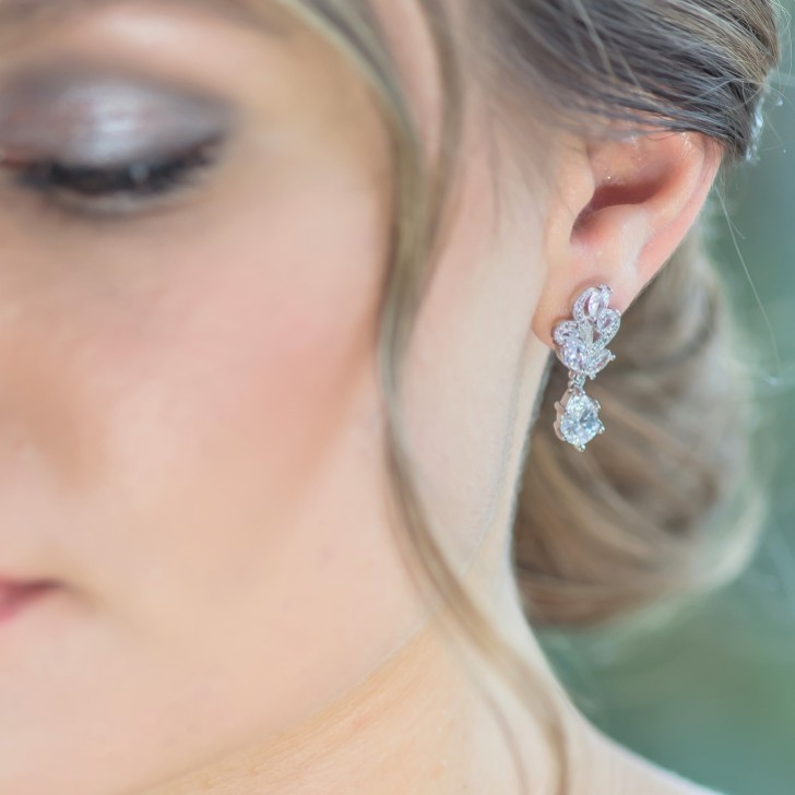 Boucles d'oreilles mariage vintage en cristal (argent)