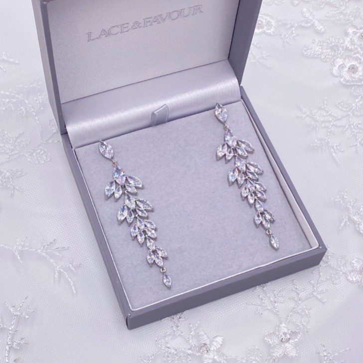 Belize Statement Cubic Zirconia Long Drop Earrings