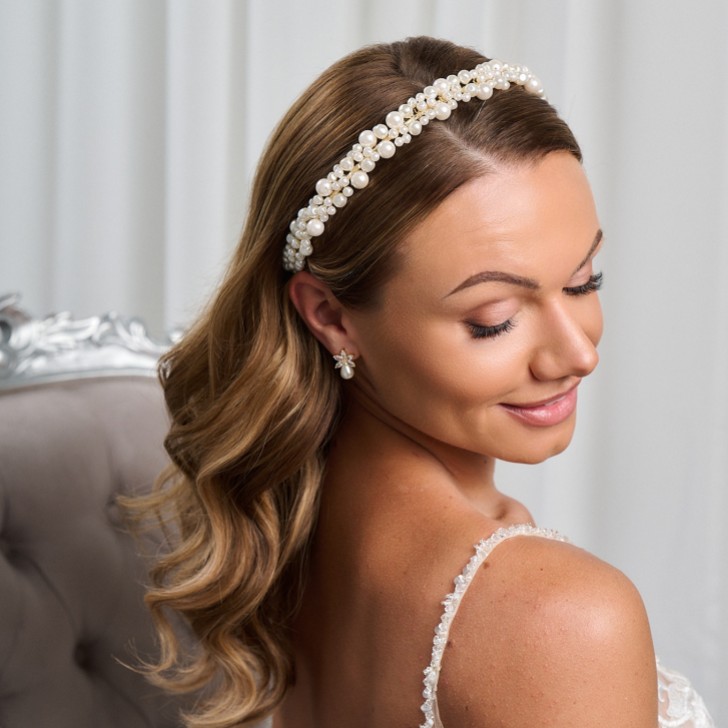 Bella Freshwater Pearl Gold Wedding Headband