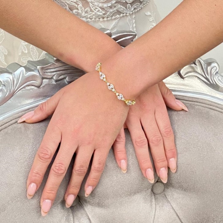 Berkeley Delicate Cubic Zirconia Wedding Bracelet (Gold)