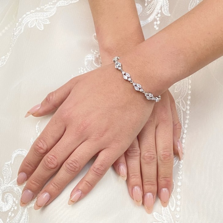 Berkeley Delicate Cubic Zirconia Wedding Bracelet (Silver)