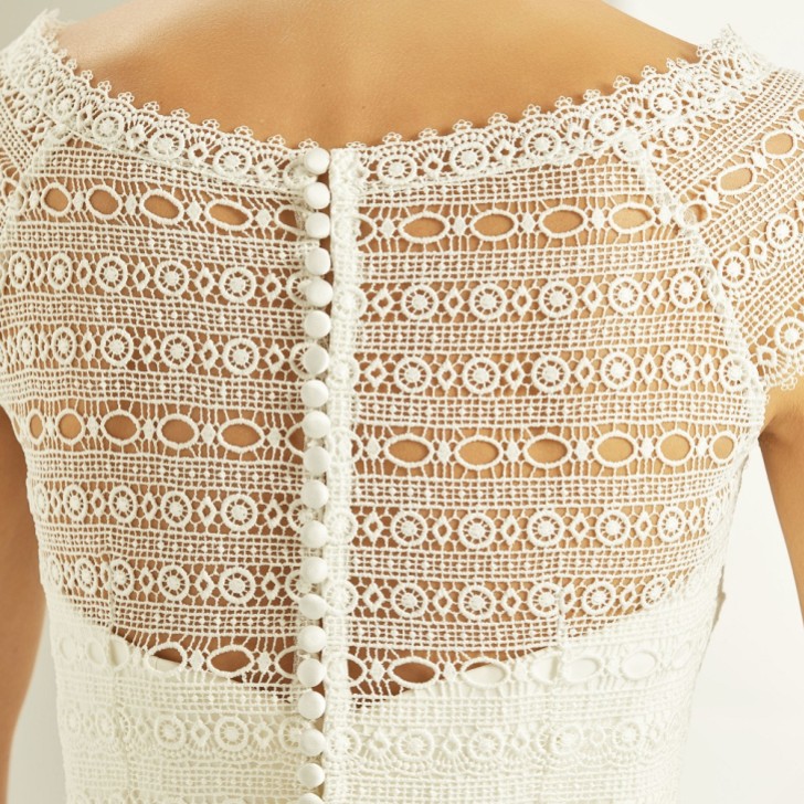 Bolero de boda de encaje boho en color marfil blanco, de manga corta, E278