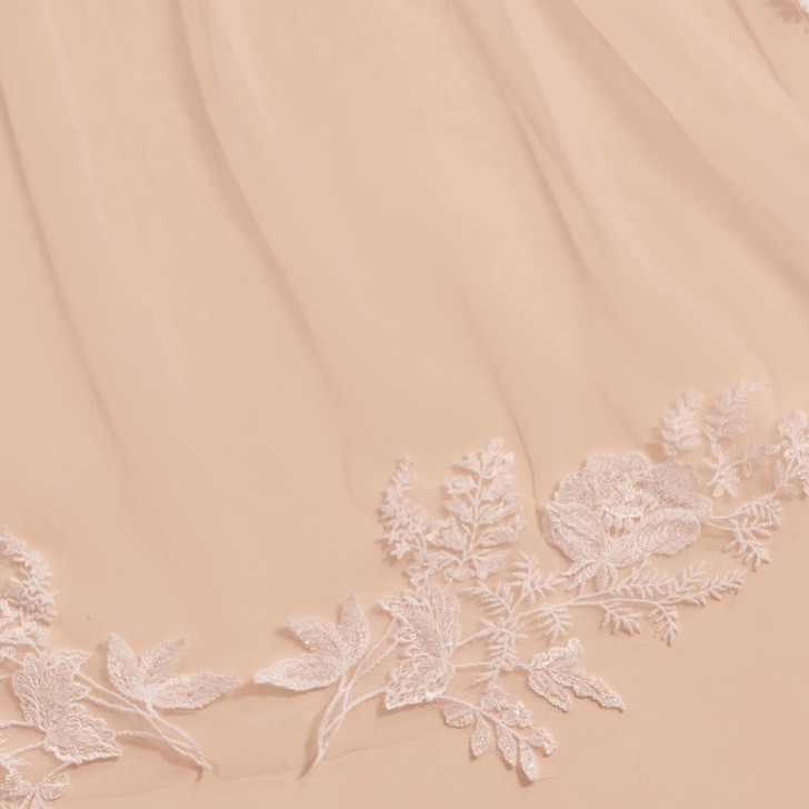 Bianco Ivory Single Tier Cut Edge Cathedral Veil with Lace Appliques S416