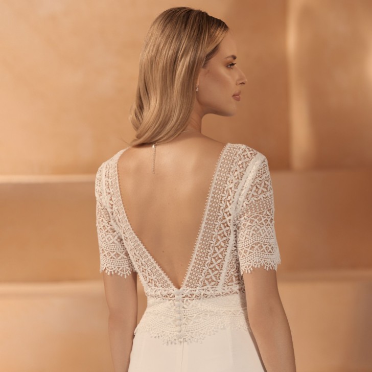 Bianco Ivory Boho Lace V Neck Bridal Top E443