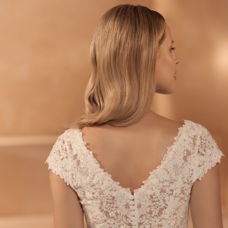 Weiß Elfenbein Pailletten Spitze V-Ausschnitt Braut Top E434