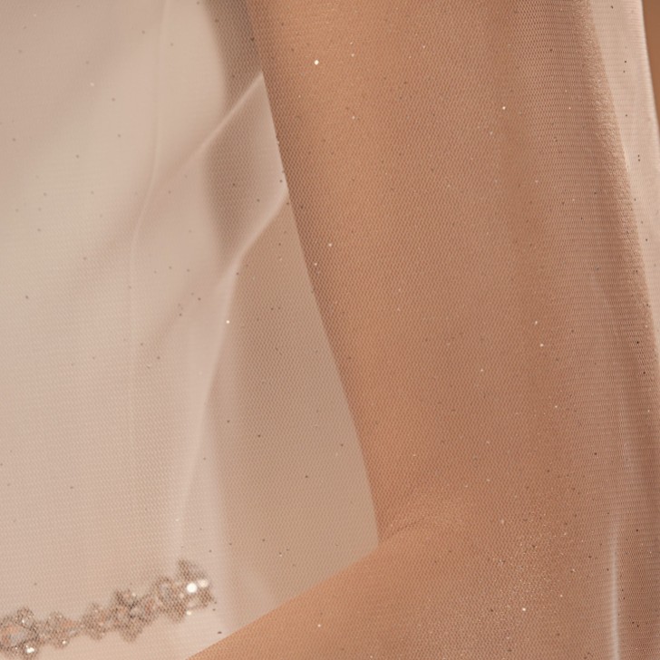 Bianco Ivory Single Tier Glitter Tulle Waltz Length Veil S481