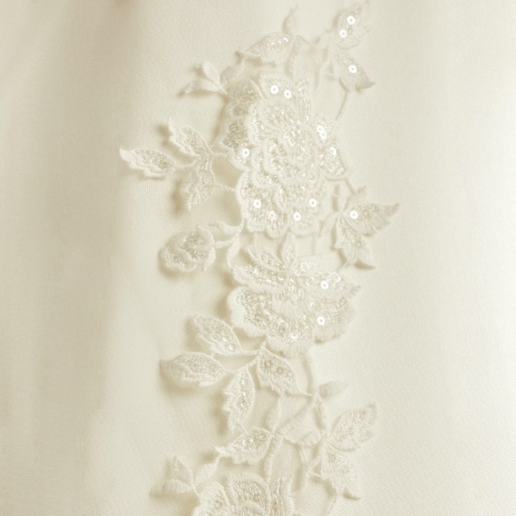 Bianco Single Tier Cut Edge Cathedral Veil with Sequinned Floral Lace Train S342