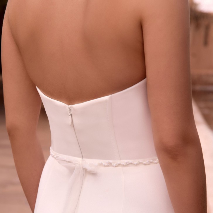 Bianco Thin Bead and Pearl Wedding Dress Belt