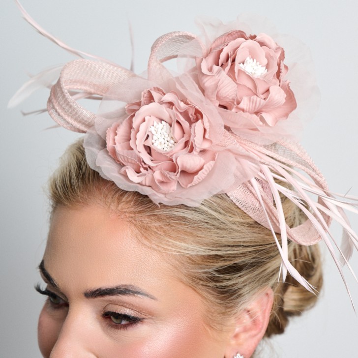 Blush Pink Floral Feather Wedding Fascinator