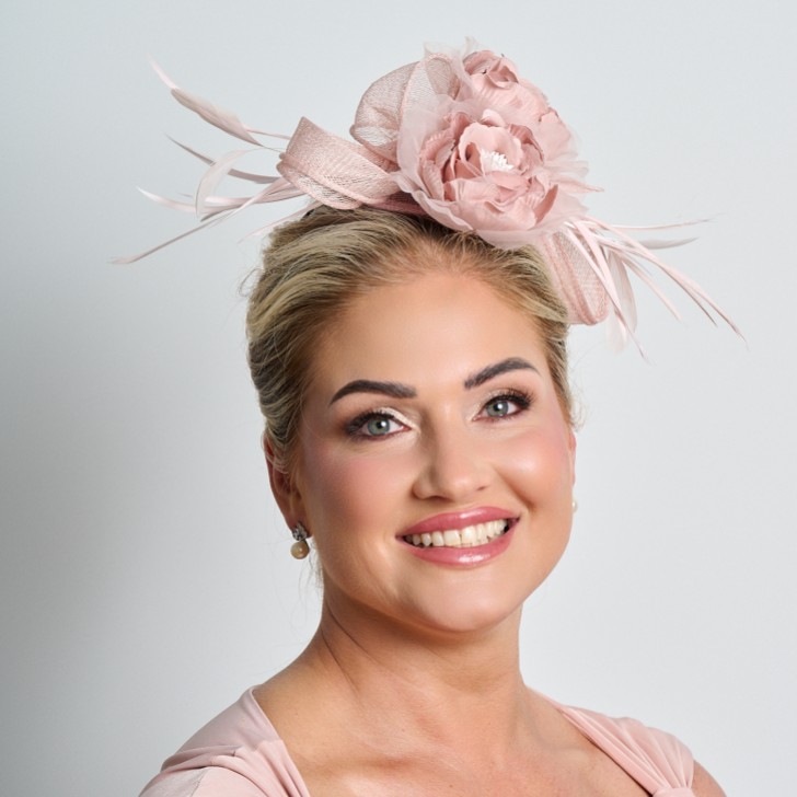 Blush Pink Floral Feather Wedding Fascinator