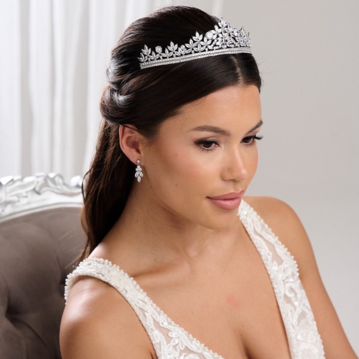 Britannia Sparkly Cubic Zirconia Crystal Bridal Tiara