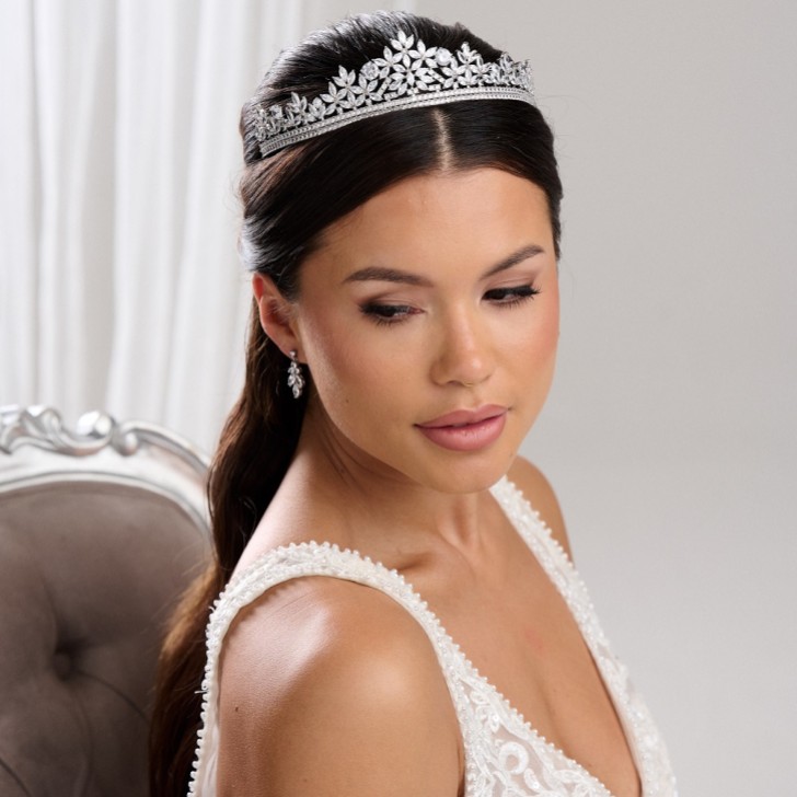 Britannia Sparkly Cubic Zirconia Crystal Bridal Tiara