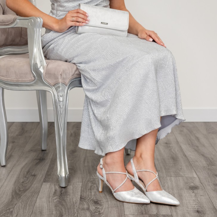 Capollini Silver Nubuck Leather Clutch Bag