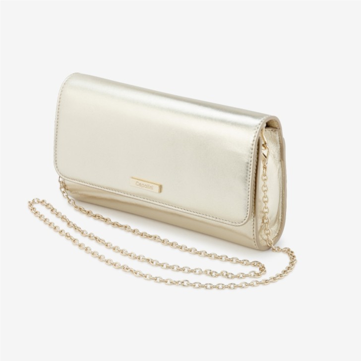 Capollini Gold Leather Clutch Bag