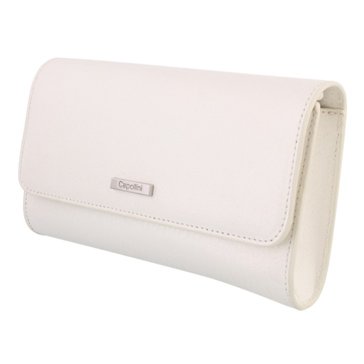 Capollini Clutch-Tasche aus cremefarbenem Nubukleder