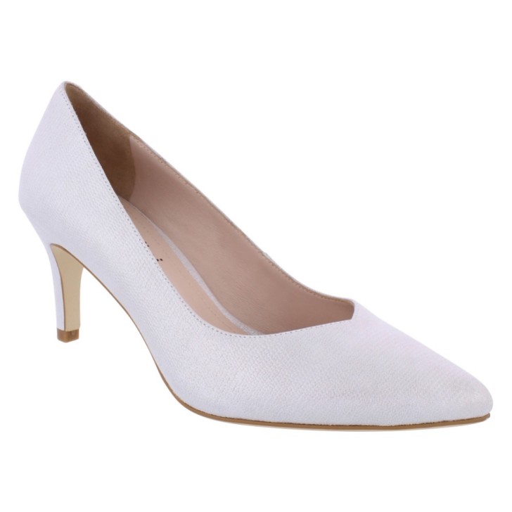 Capollini Izzy Hellgrau Nubukleder Mid Heel Court Schuhe