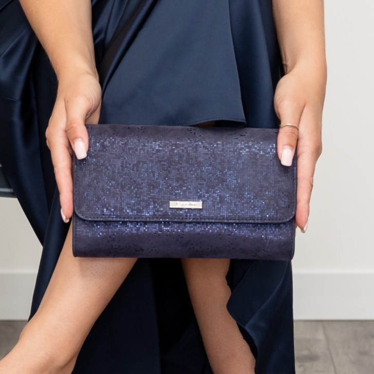 Capollini Navy Nubuck Leather Clutch Bag