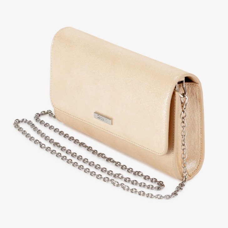Capollini Blassgoldene Clutch-Tasche aus Nubukleder