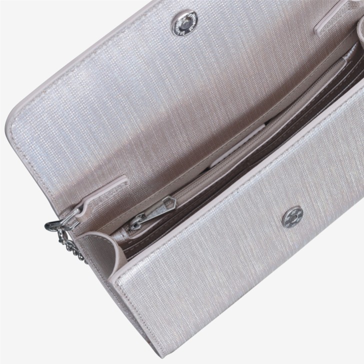 Capollini Pearlised Blush Leather Clutch Bag