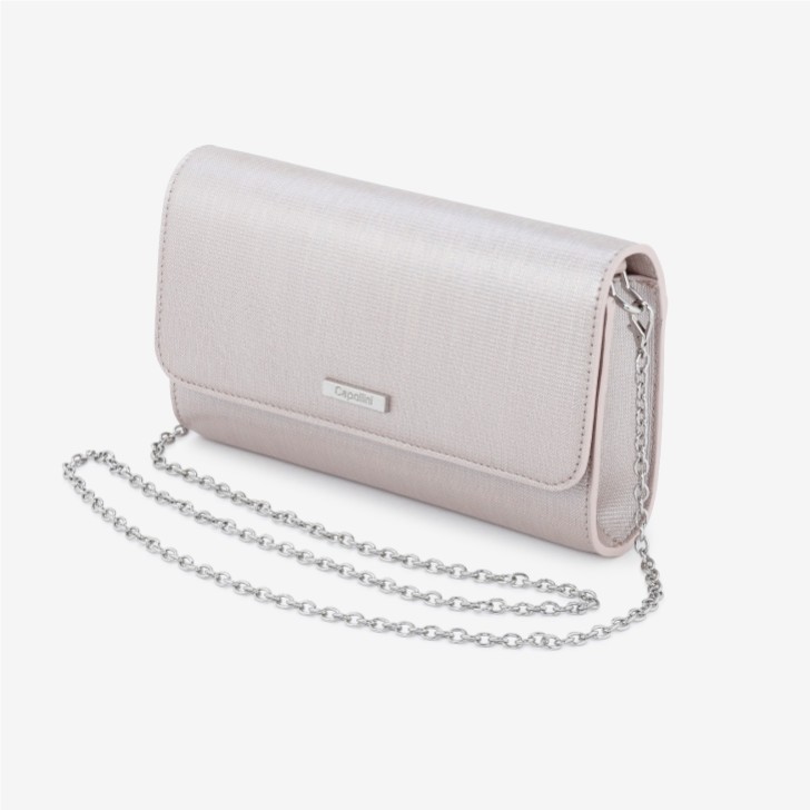 Capollini Pearlised Blush Leather Clutch Bag