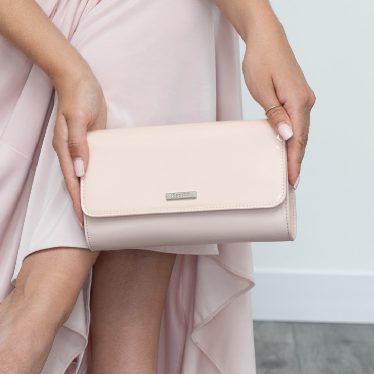 Capollini Rosa Leder Clutch Tasche