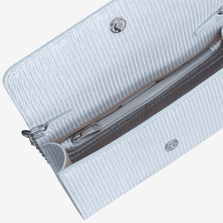 Capollini Silver Striped Nubuck Leather Clutch Bag