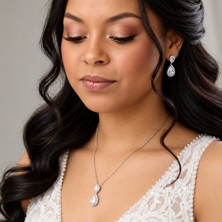 Celeste Silber Kristall verschönert Hochzeitsschmuck Set