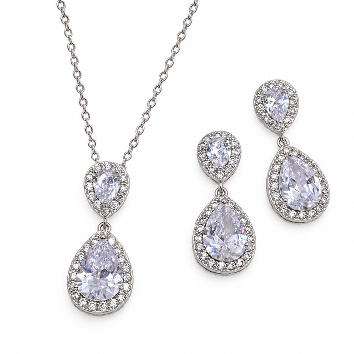 Celeste Silber Kristall verschönert Hochzeitsschmuck Set