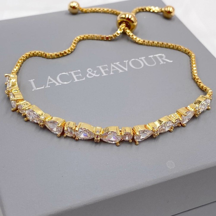 Charlee Chic Cubic Zirconia Wedding Bracelet (Gold)