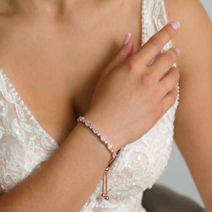 Charlee Chic Cubic Zirconia Wedding Bracelet (Rose Gold)