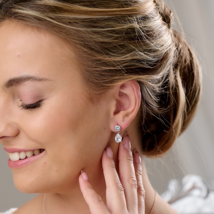 Cleo Rose Gold Teardrop Cubic Zirconia Wedding Jewelry Set