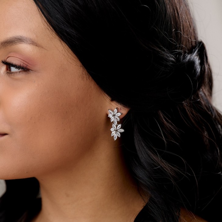 Boucles d'oreilles de mariage en cristal Cosmos