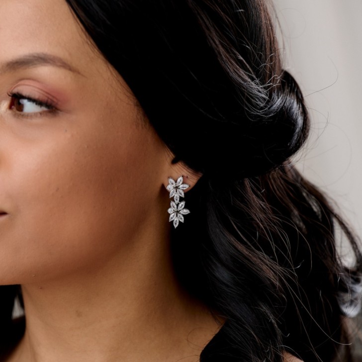 Boucles d'oreilles de mariage en cristal Cosmos