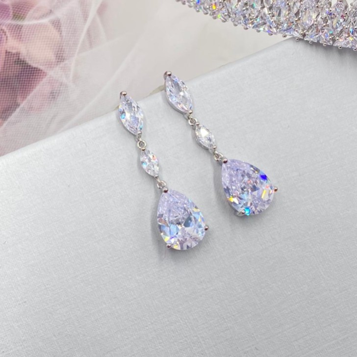 Regalia Kristall Tropfen Cubic Zirkonia Hochzeit Ohrringe