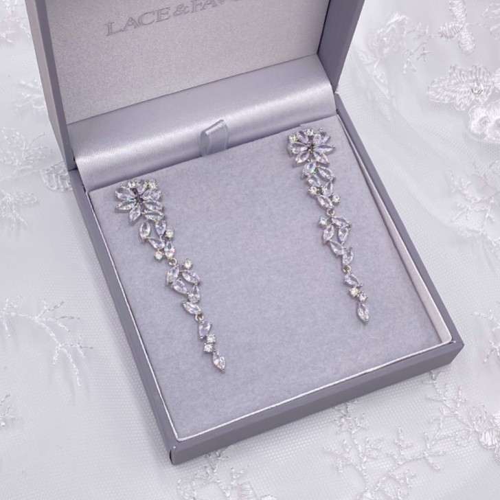 Cuba Long Drop Cubic Zirconia Earrings