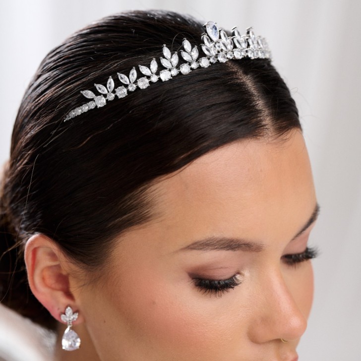 Decadence Low Cubic Zirconia Leaves Wedding Tiara