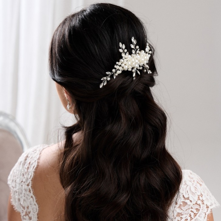 Devotion Pearl and Crystal Spray Bridal Hair Comb