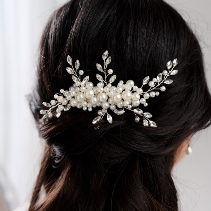 Devotion Pearl and Crystal Spray Bridal Hair Comb