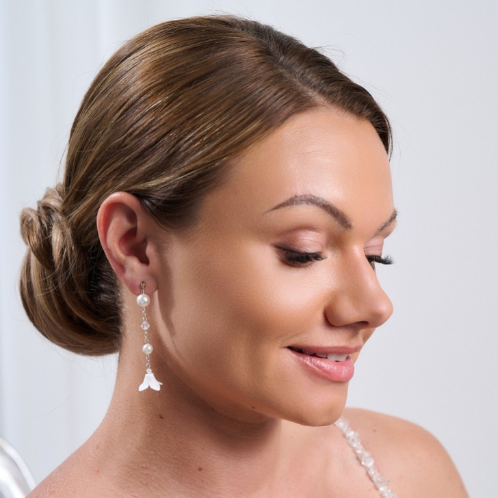 Dewdrop Long Floral Drop Earrings