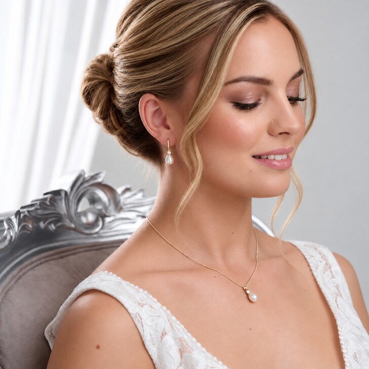Dolci Gold Kristall und Teardrop Perle Brautschmuck Set