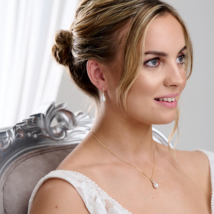 Dolci Gold Crystal and Teardrop Pearl Bridal Jewelry Set