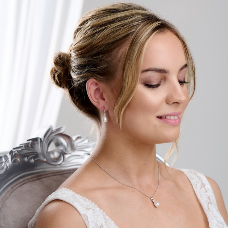 Dolci Silver Crystal Embellished Teardrop Pearl Earrings